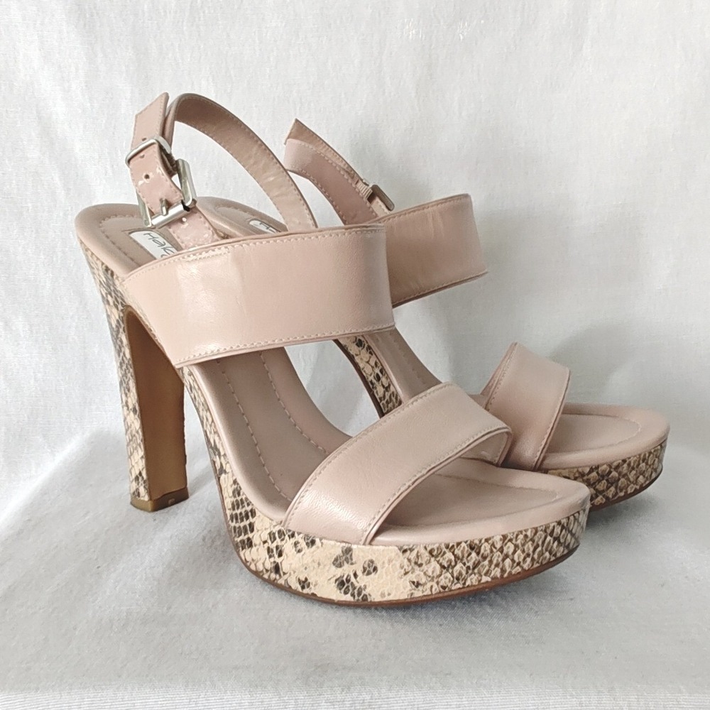 Halogen Platform Sandals Beige blush Snakeskin Embossed Block Heel platform 9